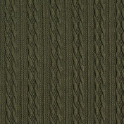 Olivgrøn strikstof med flettet kabelmønster