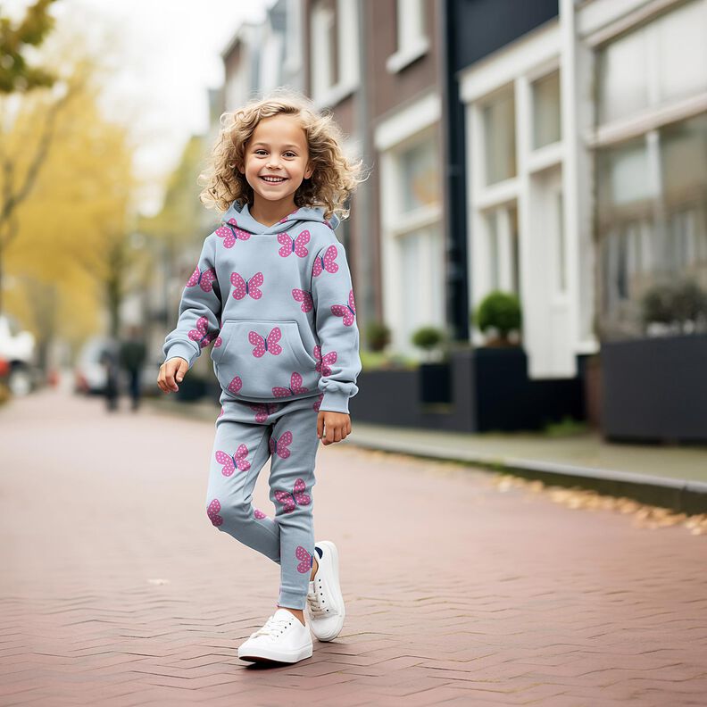 Sweatshirt lodden store sommerfugle | Poppy Fabrics – elfenben/rosa,  image number 5