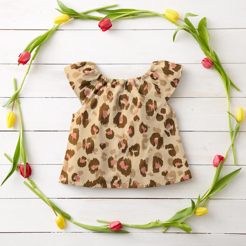 Bomuldspoplin Leom&oslash;nster &ndash; mandel/gammelrosa,  image number 6