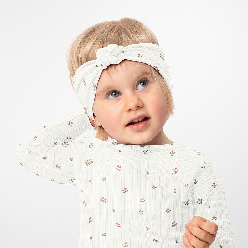 Ajour Bomuldsjersey tulipaner – elfenben,  image number 6