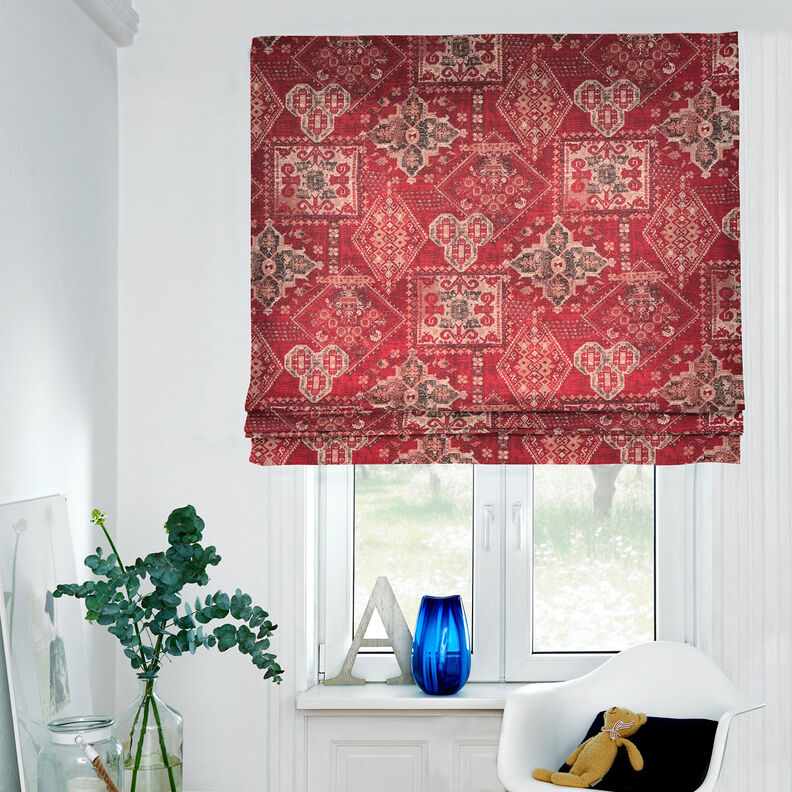 Dekorationsstof Halvpanama kelimtæppe – karminrød,  image number 7