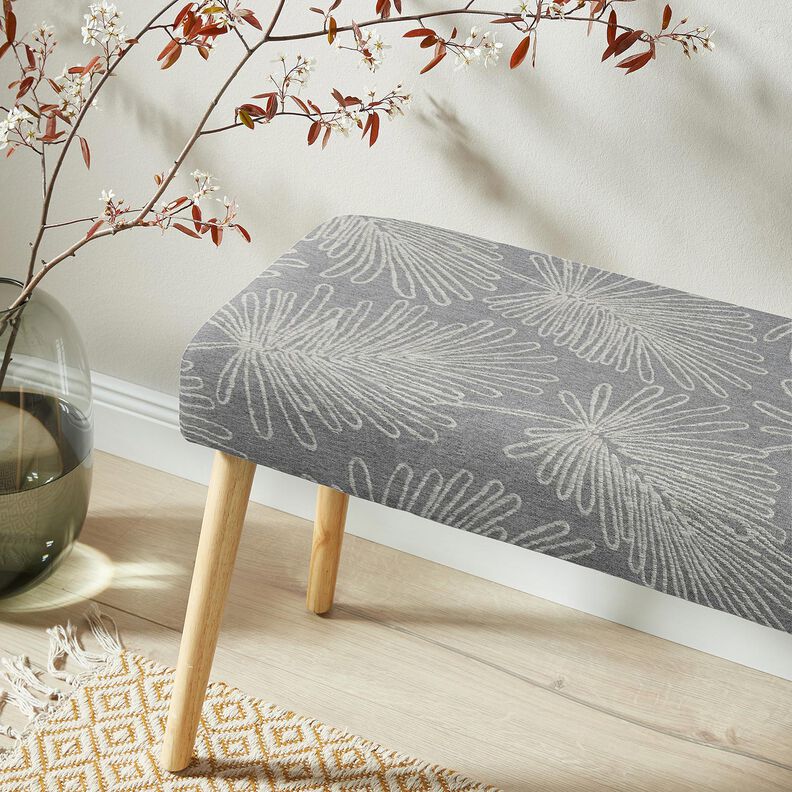 Dekorationsstof Jacquard bladkonturer &ndash; gr&aring;,  image number 6