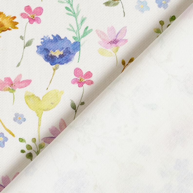 Dekorationsstof Bomuldskiper engblomster – elfenben/blålilla,  image number 4