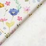 Dekorationsstof Bomuldskiper engblomster – elfenben/blålilla,  thumbnail number 4