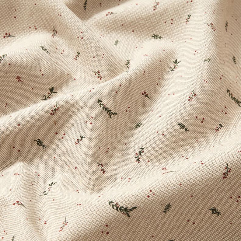 Dekorationsstof Halvpanama små vinterbær – natur/karminrød,  image number 2