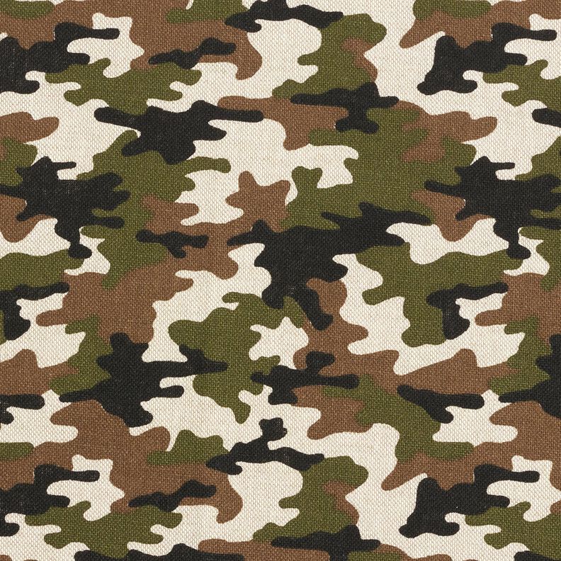 Dekorationsstof Halvpanama camouflage – natur/mørk olivengrøn,  image number 1