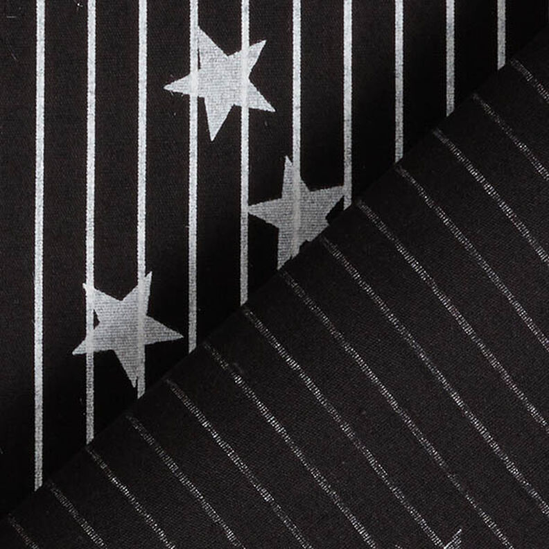 Bomuldspoplin striber og stjerner – sort/hvid,  image number 4