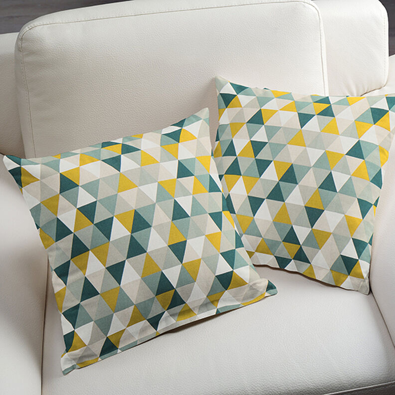 Dekorationsstof Halvpanama Trekanter – grøn,  image number 7