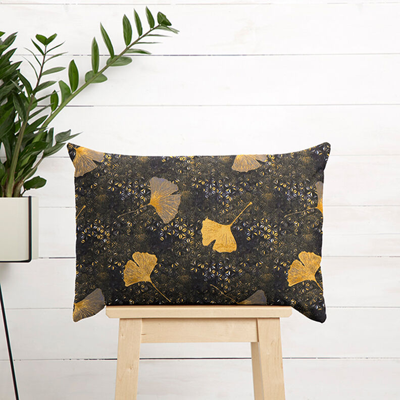 Bomuldsstof Cretonne Ginkgo – sennep,  image number 6