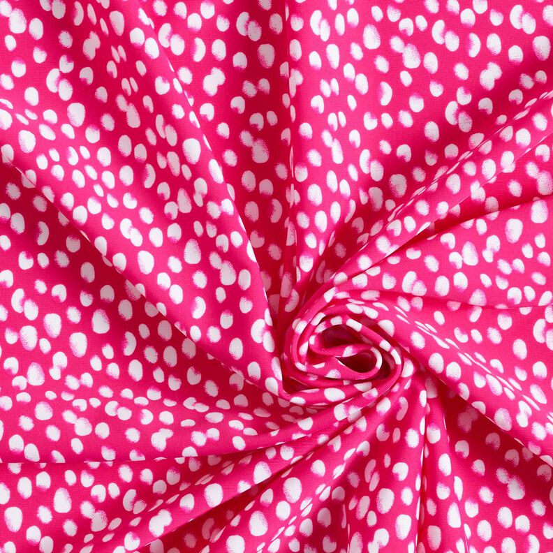 Badetøjsstof mini-farvepletter – intens pink/hvid,  image number 3