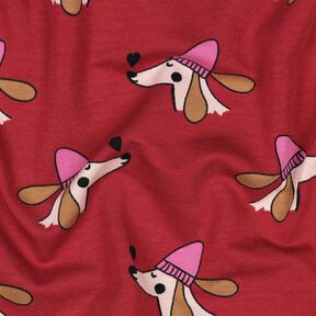 Sommersweat Hund med hue | Poppy Fabrics – mørkerød/pink, 