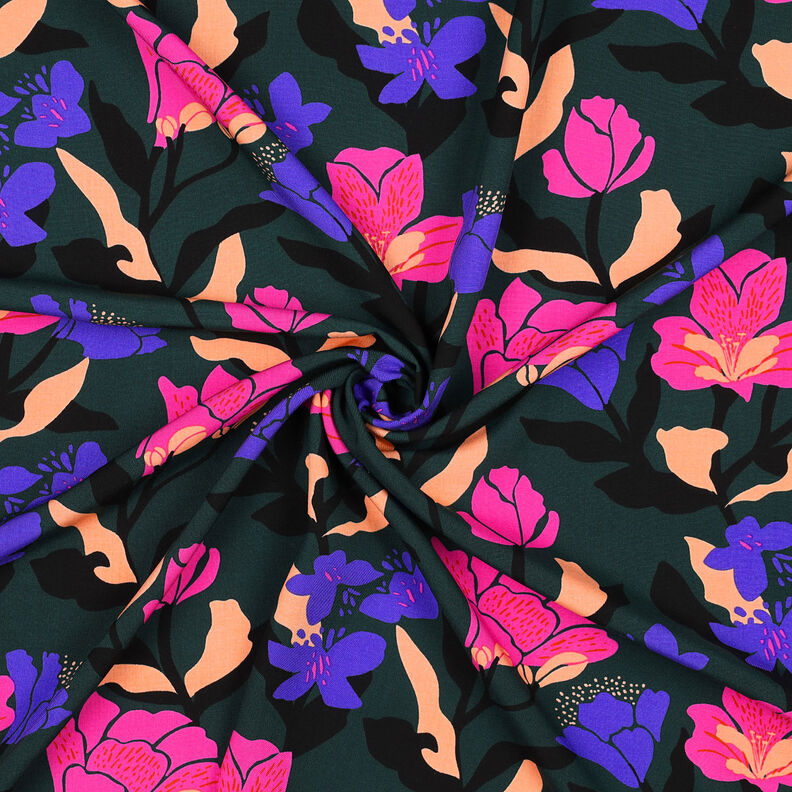 LENZING™ ECOVERO™ viskosestof  Amira Floral | Nerida Hansen – mørkegrøn/lilla,  image number 3