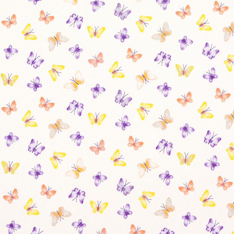 Bomuldsjersey Glitter-sommerfugle – uldhvid/sølv,  image number 1