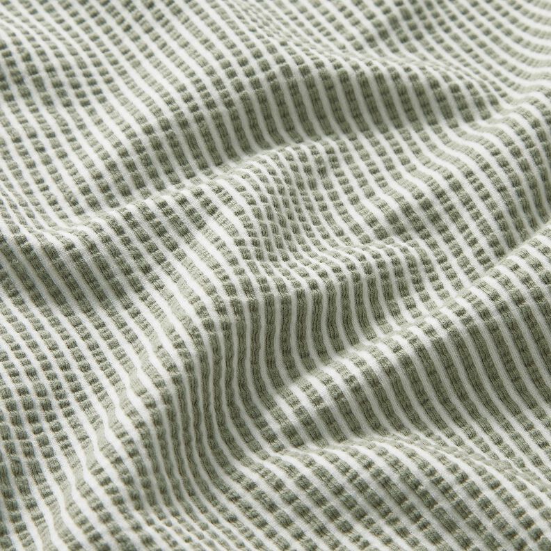Bomuldsjersey Bæk og bølge fine striber – reed/hvid,  image number 2