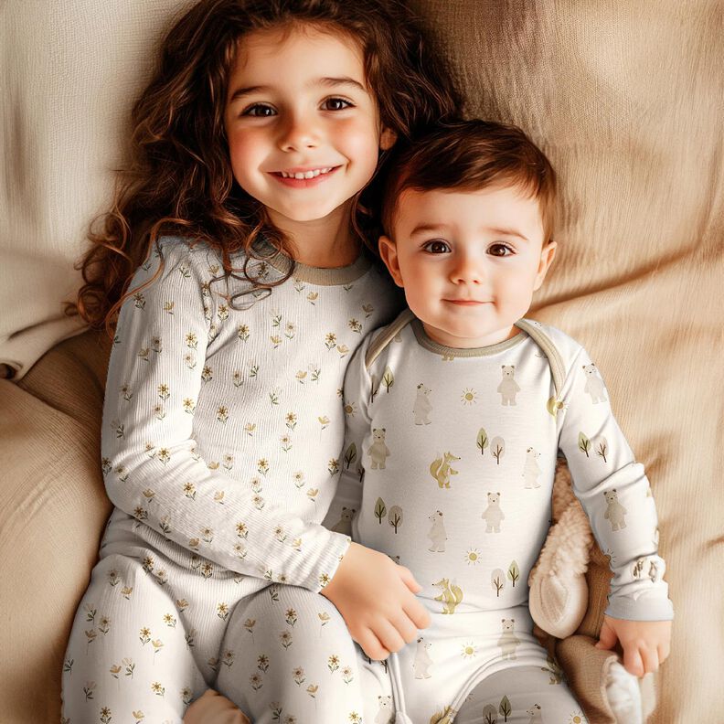 Bomuldsjersey dyr i skoven Digitaltryk | Poppy Fabrics – elfenben/anemone,  image number 5