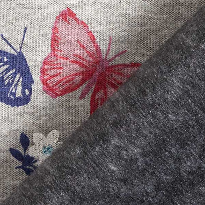 Alpefleece sommerfugle og blomster Melange – sølvgrå,  image number 4