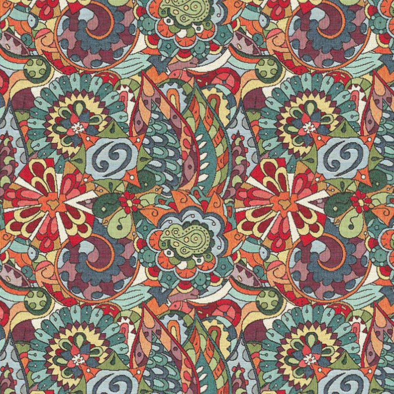 Dekorationsstof Gobelin blomster mandala – sort,  image number 1