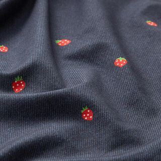 Bomuldsjersey jeans-look jordbær Digitaltryk – blågrå/ildrød, 