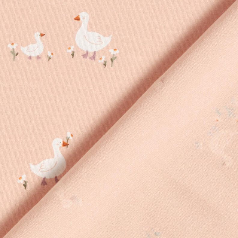Bomuldsjersey Gæs og blomster – rosé,  image number 4