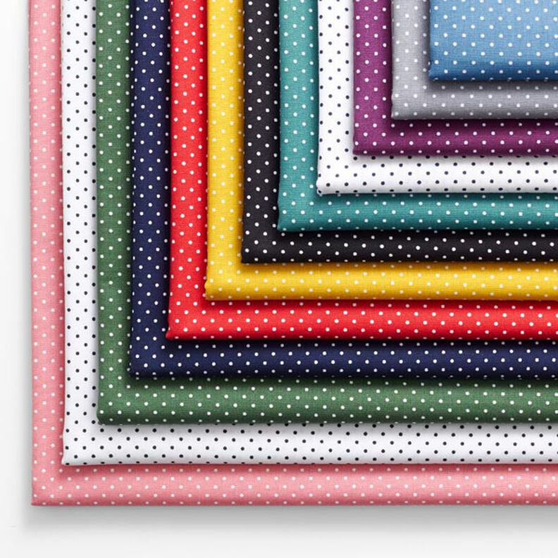 Bomuldspoplin små prikker – marineblå/hvid,  image number 3