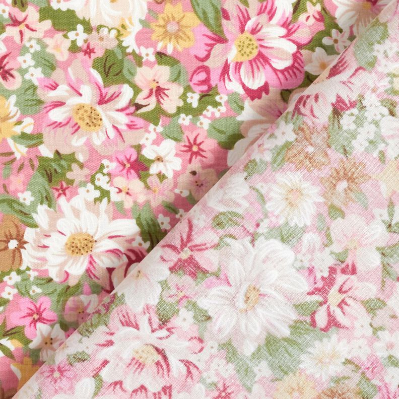 Bomuldspoplin romantiske blomster – rosa/beige,  image number 4