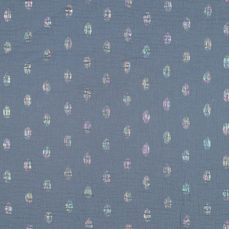 Musselin/Dobbelt-Crincle stof prikker Folietryk | by Poppy – blågrå,  image number 1