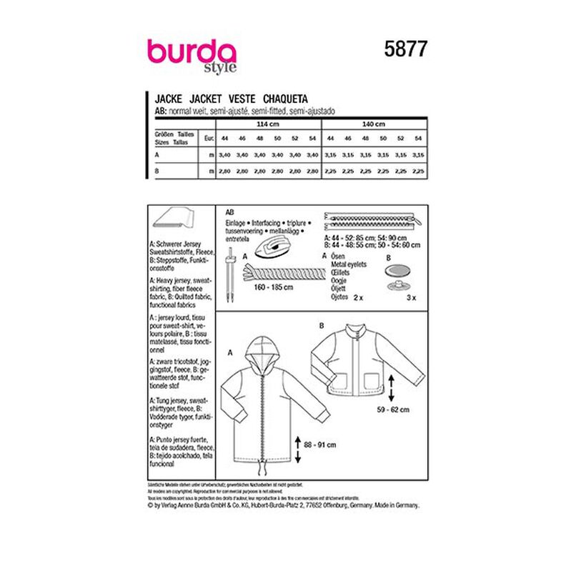 Plus-Size Jakke | Burda 5877 | 44-54,  image number 9