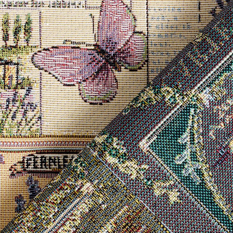 Dekorationsstof Gobelin lavendel-collage – natur/syren,  image number 4