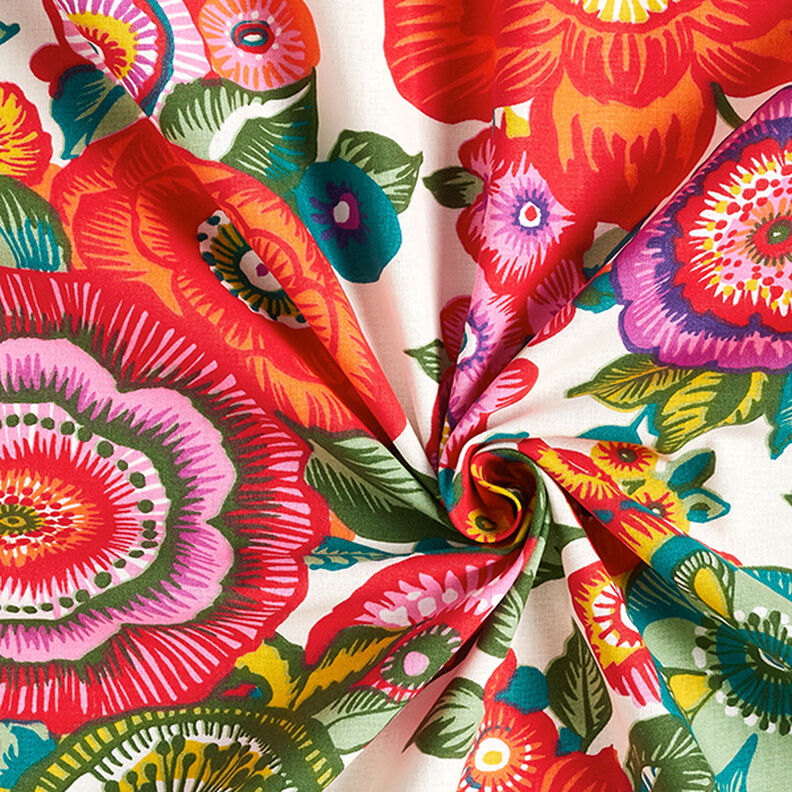 Bomuldsstof Cretonne Floral – rød,  image number 3