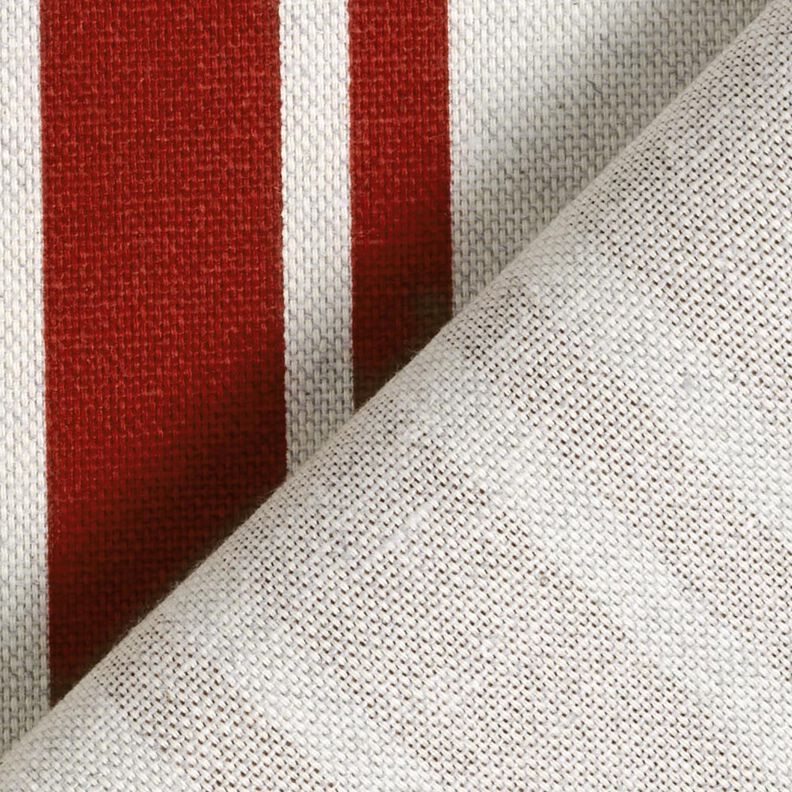 Dekorationsstof Panama blokstriber – karminrød/tågegrå | Reststykke 90cm,  image number 4