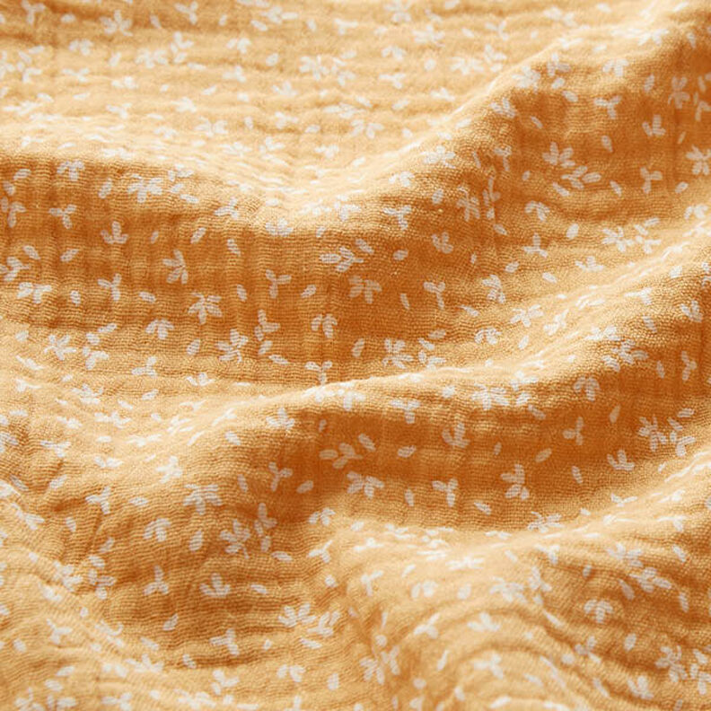 Musselin/Dobbelt-Crincle stof kronblade – gammelguld,  image number 2