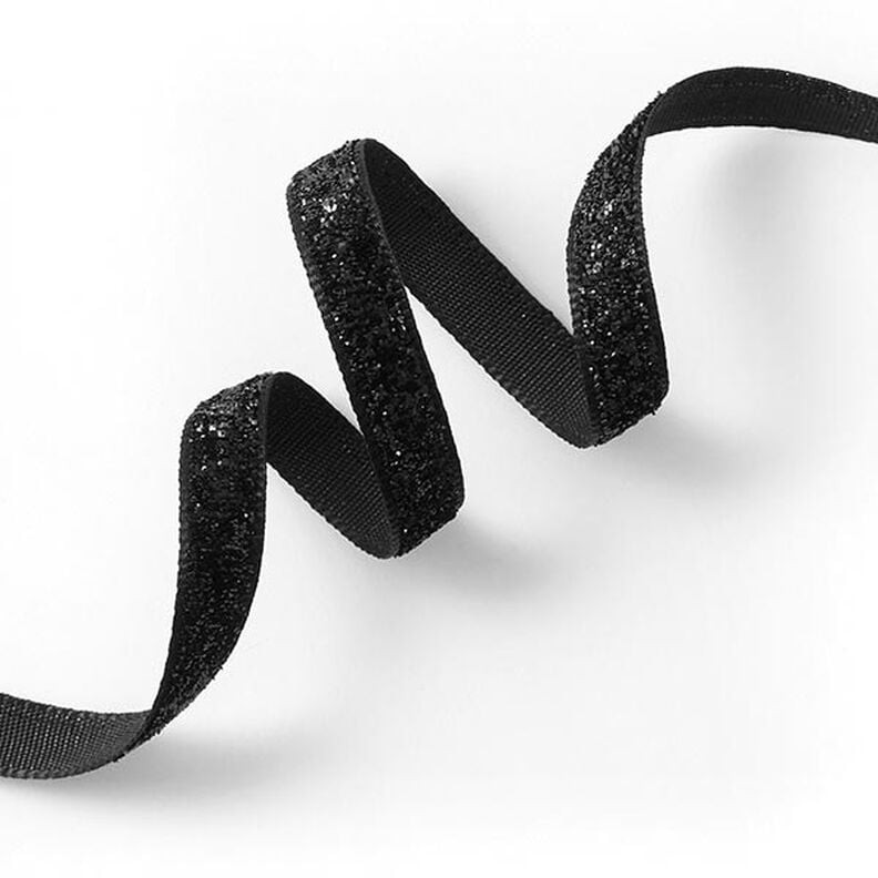 Fløjlsbånd Metallisk [10 mm] – sort,  image number 1