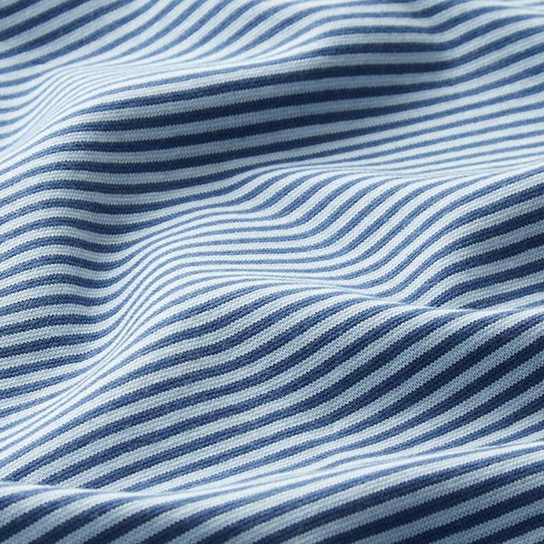 Ribvævet, rørformet stof smalle cirkler – jeansblå/lyseblå,  image number 2