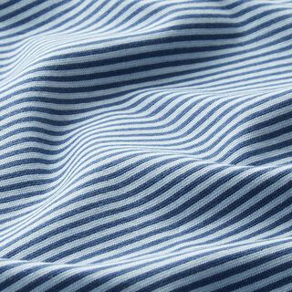 Ribvævet, rørformet stof smalle cirkler – jeansblå/lyseblå, 