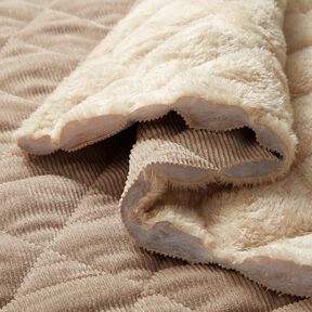 Quiltstof fløjl med pelsbagside romber – taupe, 