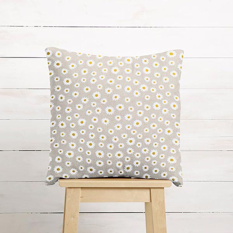 Dekorationsstof Halvpanama små tusindfryd – natur/hvid,  image number 8