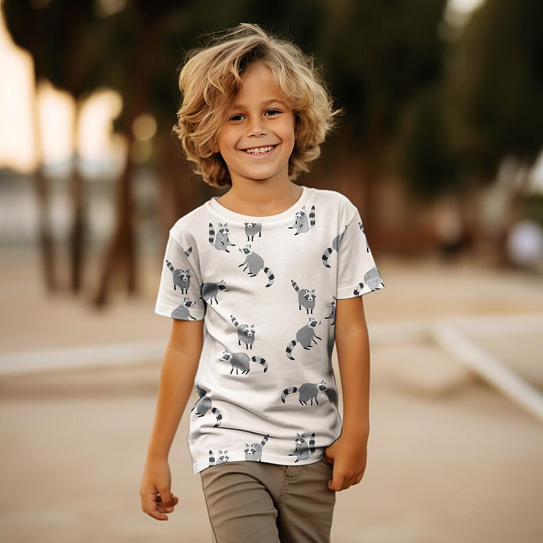 Bomuldsjersey vaskebjørne Digitaltryk | Poppy Fabrics – uldhvid,  image number 5