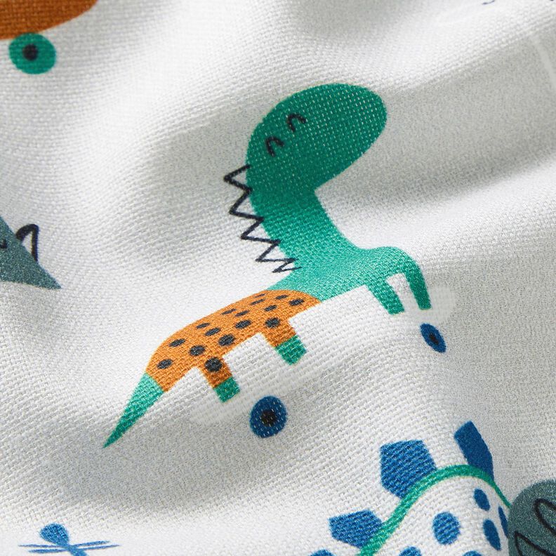 Dekorationsstof Halvpanama skater-dinosaurer – sølvgrå/pebermynte,  image number 2