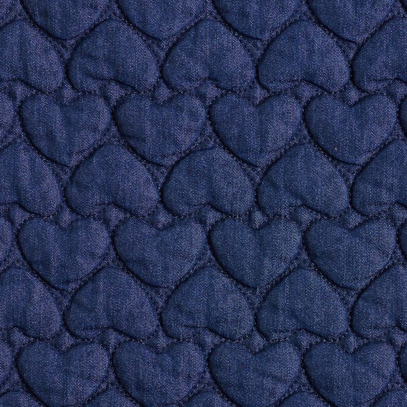 Jeans Quiltstof hjerter – natblå,  image number 1