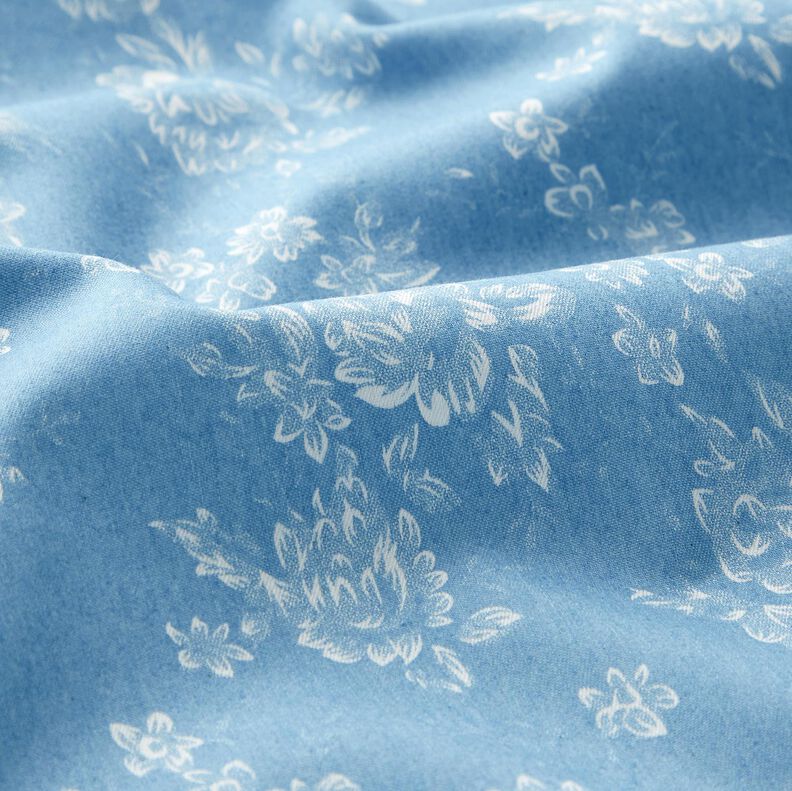 Chambray små roser – lyseblå/uldhvid,  image number 2