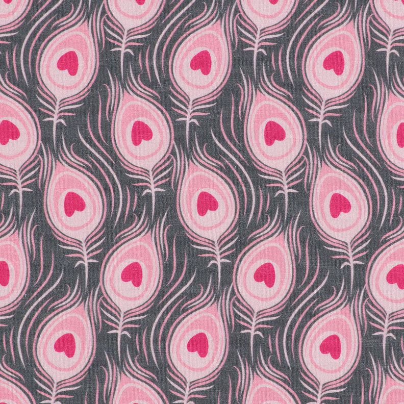 Bomuldsjersey Pavo | Stoff&Liebe – skiffergrå/intens pink,  image number 1
