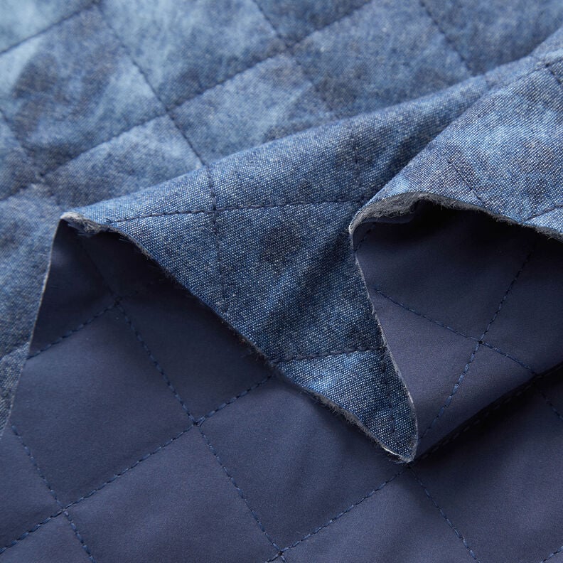 Quiltet stof chambray batik – jeansblå,  image number 3