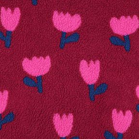 Teddyplys Tulipaner | Poppy Fabrics &ndash; karminr&oslash;d, 