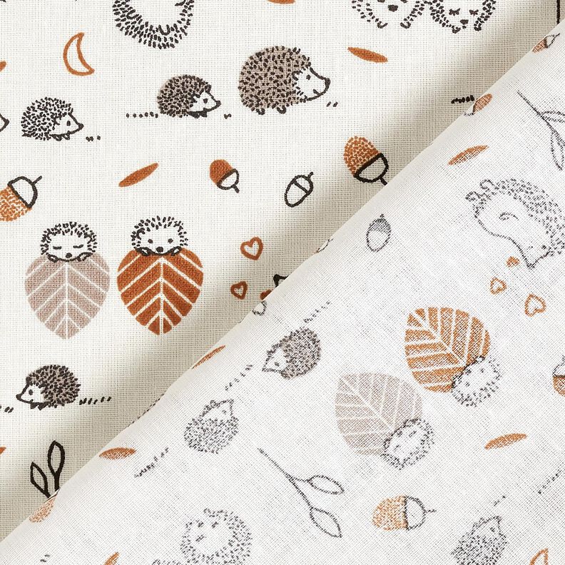 Bomuldspoplin Pindsvin på farten – uldhvid,  image number 4