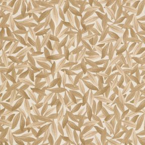Dekorationsstof Halvpanama Hav af blade – uldhvid/lysebrun, 