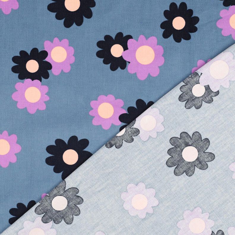 Babyfløjl Blomster| Poppy Fabrics – jeansblå/lavendel,  image number 4