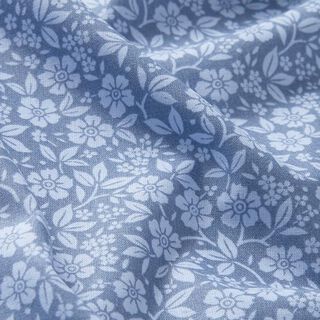 Bomuldspoplin To-farvede blomster – jeansblå/lyseblå, 