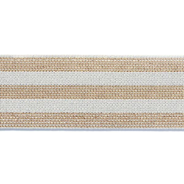 Stribet elastikbånd [40 mm] – lysegrå/guld,  image number 1