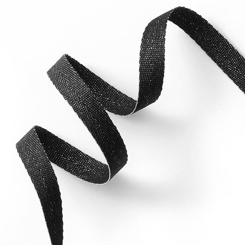 Vævet bånd Metallisk [9 mm] – sort/sølv metallic,  image number 1
