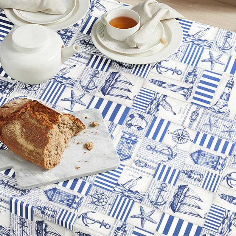 Voksdug, maritim – stålblå/natur,  image number 6